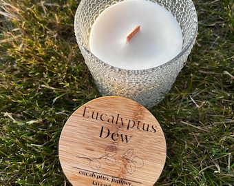 Medium Bubble Glass Candle: 7 oz, Wood Wick, Cozy Scents, All Natural, Coconut Soy Wax Blend