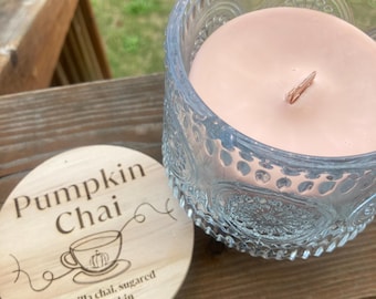 Boho Glass Candle: 11 oz, Wood Wick, Cozy Scents