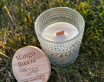 Small Vintage Glass Candle: 4 oz, Wood Wick, Cozy Scents, All Natural, Coconut Soy Wax Blend
