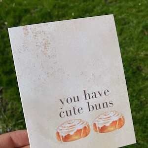 Bakery Pun Card | You Have Cute Buns Greeting | Blank Inside
