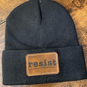 Resist Beanie: Social Justice Leatherette Patch Hat
