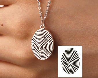 Gepersonaliseerde echte vingerafdrukketting, aangepaste vingerafdrukhanger, gegraveerde handschriftsieraden, herdenkingsketting, Moederdagcadeau voor haar