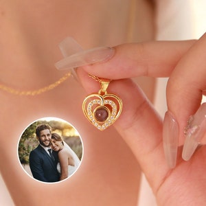 Herz-Projektions-Foto-Halskette, kundenspezifische Foto-Projektions-Halskette, Erinnerungsfoto, kundenspezifisches Bild im Anhänger, Muttertagsgeschenk, Geburtstagsgeschenk