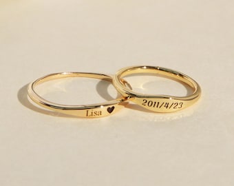 Aangepaste naamring, stapelbare naamring, sierlijke naamring, stapelbare gegraveerde ringen, gegraveerde naamring, gepersonaliseerd cadeau voor haar, Moederdagcadeau