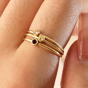 Birthstone Ring Gold, Custom Gemstone Ring, Family Birthstone ring, Tiny Birthstone Ring,Personalize Ring Gift,Christmas Gift, Birthday Gift