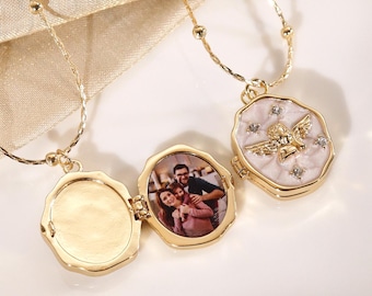 Colar com pingente de anjo personalizado com foto, pingente artesanal com foto, colar com pingente vintage, presente para madrinhas, presente para o Dia das Mães, presente para ela
