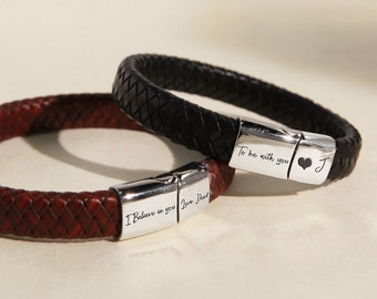 Personalized Handwriting Bracelet,Personalized Bracelet For Men,Memorial Bracelet,Signature Bracelet For Him,Leather Bracelet,Gift For Men