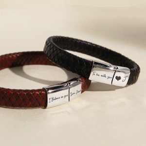 Personalized Handwriting Bracelet,Personalized Bracelet For Men,Memorial Bracelet,Signature Bracelet For Him,Leather Bracelet,Gift For Men
