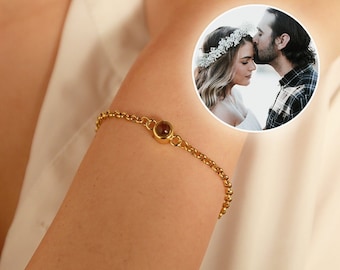 Armband med fotoprojektion, armband med personlig bild inuti, armband med personlig bild, armband för par, trendig present till bästa vän, present till mamma