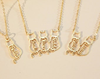 Aangepaste kattenketting met naam, gepersonaliseerde kattennaamketting, kattennaamketting, gepersonaliseerd kat Memorial-cadeau, huisdier Memorial-cadeau, cadeau voor haar