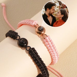 Armband fotoprojectie, armband gevlochten touw, armband fotoprojectie op maat, fotoarmband Memorial & huisdier, armband Bff, cadeau voor hem