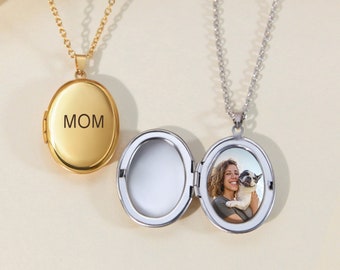 Personalized 14K Gold Filled Oval Photo Locket, Gold Oval Custom Picture Locket, Locket Necklace with Photo, Locket that Opens, Gift for Her