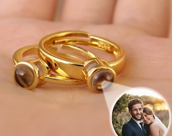 Anillo con proyección de foto personalizada, anillo con foto personalizada en el interior, joyería con foto conmemorativa, anillo para parejas, regalo de aniversario, regalos para ella.