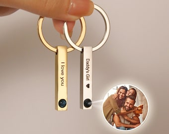 Projection Photo Keychain, Custom Projection Keychain für Ihn, Personalisierte Schlüsselanhänger mit Foto innen, Bestes Geschenk für Ihn Papa, Weihnachtsgeschenk