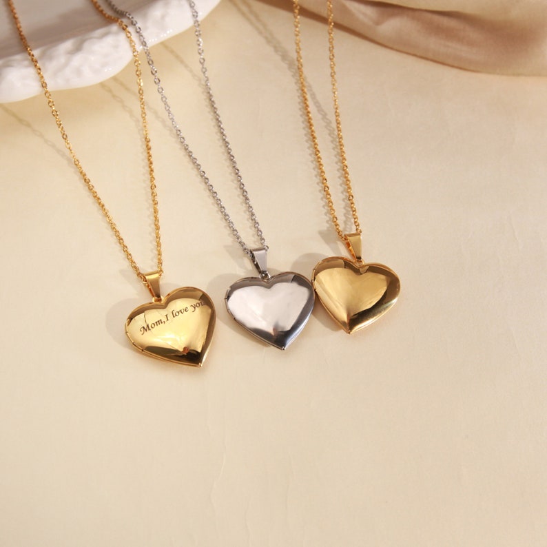 Personalized 14K Gold-Plated Heart Locket Charm Necklace,Heart Locket Necklace With Photo, Waterproof Pendant,Locket that Opens,Gift for MOM zdjęcie 10