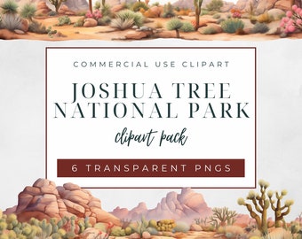 Joshua Tree National Park Clipart, Commercial Use Clipart, Transparent PNGs, Landscape Clipart, Joshua Tree, Desert Plants, National Park