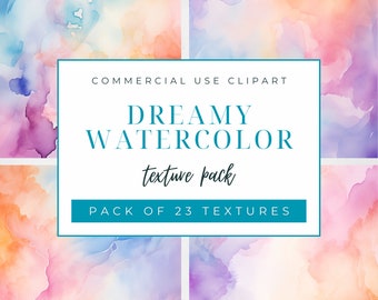Dreamy Watercolor Texture Clipart, Commercial Use PNGs, Pastel Colors, Pink, Purple, Blue, Orange, Purple Texture Backgrounds, Colorful