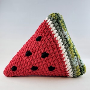Watermelon Slice Crochet Plushie Cuddly Stuffed Toy Handmade Gift for Watermelon Lover Fruit Themed Home Decor