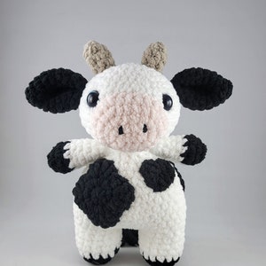 Black and White Cow Crochet Plushie Cute Stuffed Farm Animal Handmade Gift for Cow Lover Farm House Decor First Homeowner Gift