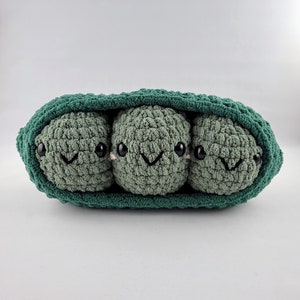 Cute Peas in a Pod Crochet Kawaii Plushie Handmade Gift for Vegetable Lover Food Themed Plushie Gift for Vegetarian Friend