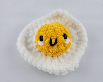 Small Fried Egg Crochet Amigurumi Plush