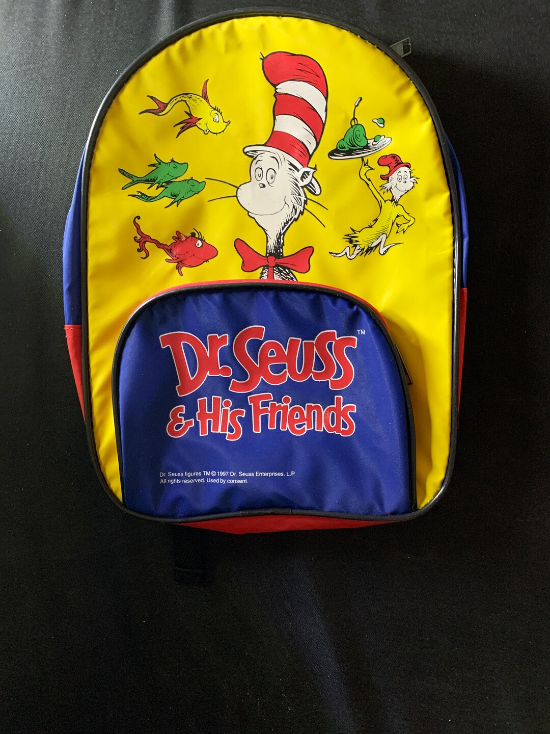 DR. SEUSS BACKPACK rare, Small 1997 dr. Seuss & His Friends cat in Hat ...