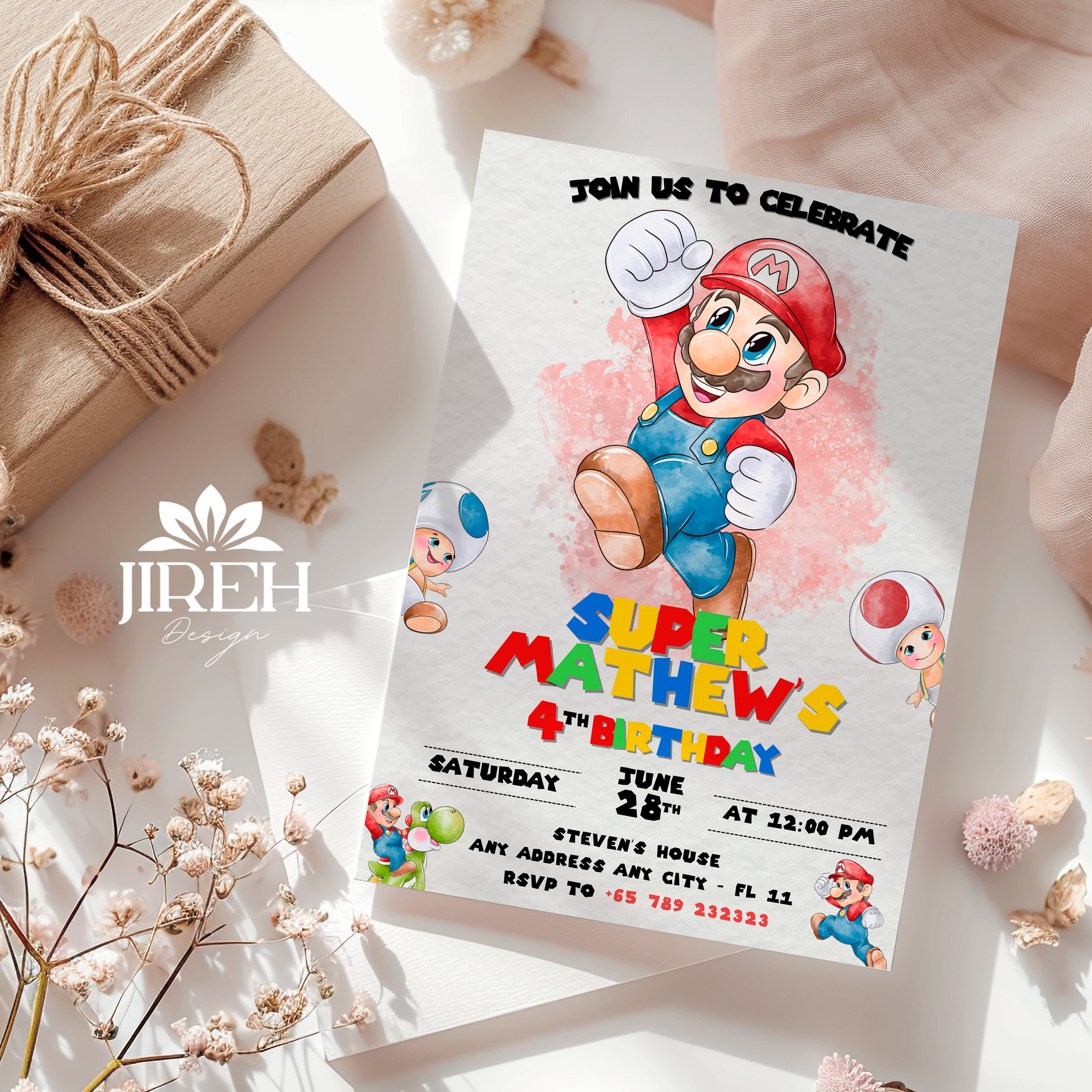 Super Mario Birthday Invitation Birthday Invitation Super Mario ...