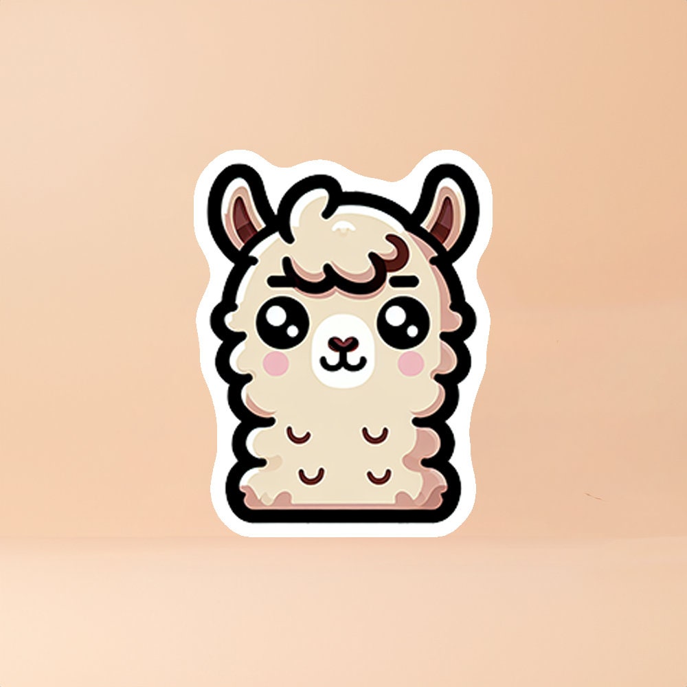 Adorable Kawaii Alpaca Sticker Cute Beige Animal Decal Japanese ...