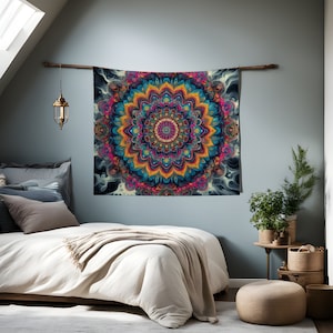 Psychedelic Tapestry, Bohemian art, Mandala tapestry, Gift for her, Tapestry wall art, Tapestry hanging, Psychedelic art, Hippie wall art