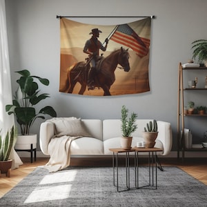 Cowboy Tapestry | Equestrian Tapestry | Horse Wall Tapestry | Equestrian Wall Tapestry | Horse Wall Decor | Horse Art | Horse Gift
