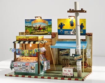 Vietnam Vintage Newspaper Stand DIY Miniature Kit | Sạp báo Sài Gòn | AD01