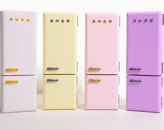 SMEG Fridge | 1:12 Scale | Dollhouse Miniature | Tiny Furniture | Retro Collection | Desk Decor | Gift for Her | Colors Customization
