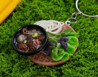 Miniature Vietnamese Grilled Pork and Noodles Keychain | Bún Chả | Vietnamese Food Miniature | Viet Bowl | Miniature Food