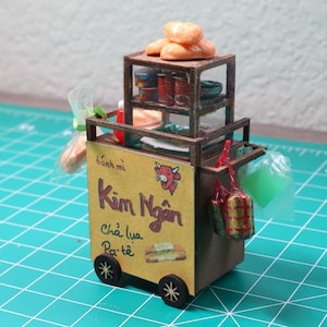 Banh Mi Vintage Cart DIY Kit | Xe Bánh Mì Ngày Xưa | Miniature | Dollhouse | Wood DIY Kit | Desktop Decoration | Vietnam Travel Souvenir