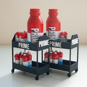 PRIME Miniature Cart and Bottles | WWE-Inspired | Miniatures | Dollhouse | Desk Decoration