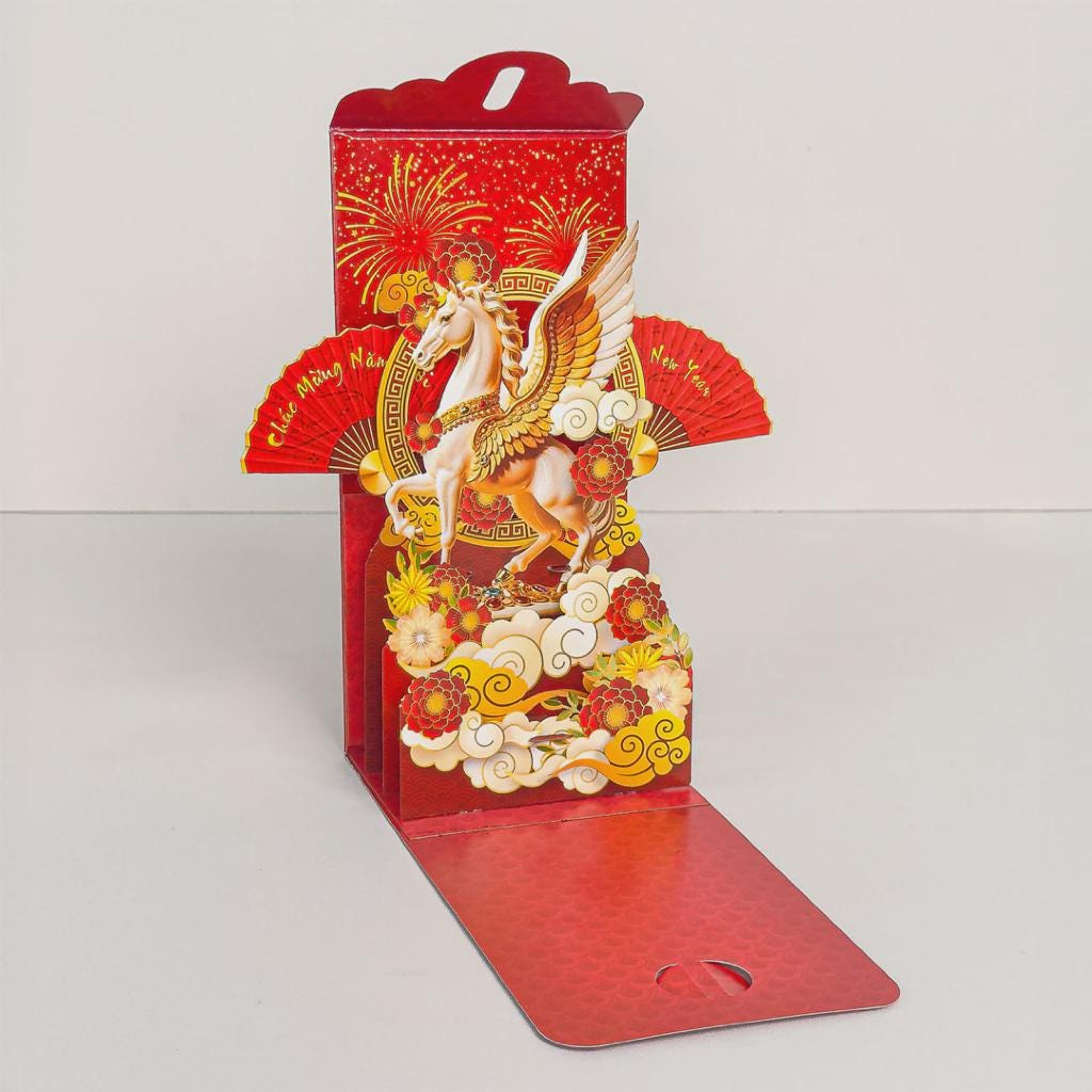 Vietnamese 3D Popup Red Envelopes Set 2026 | Set of 6 | Year of