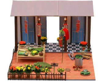 Miniature Vietnamese New Year Yard DIY Kit | Vietnamese Dollhouse | Lunar New Year Gift | Mô Hình Tết Sum Vầy | Make Your Own Dollhouse