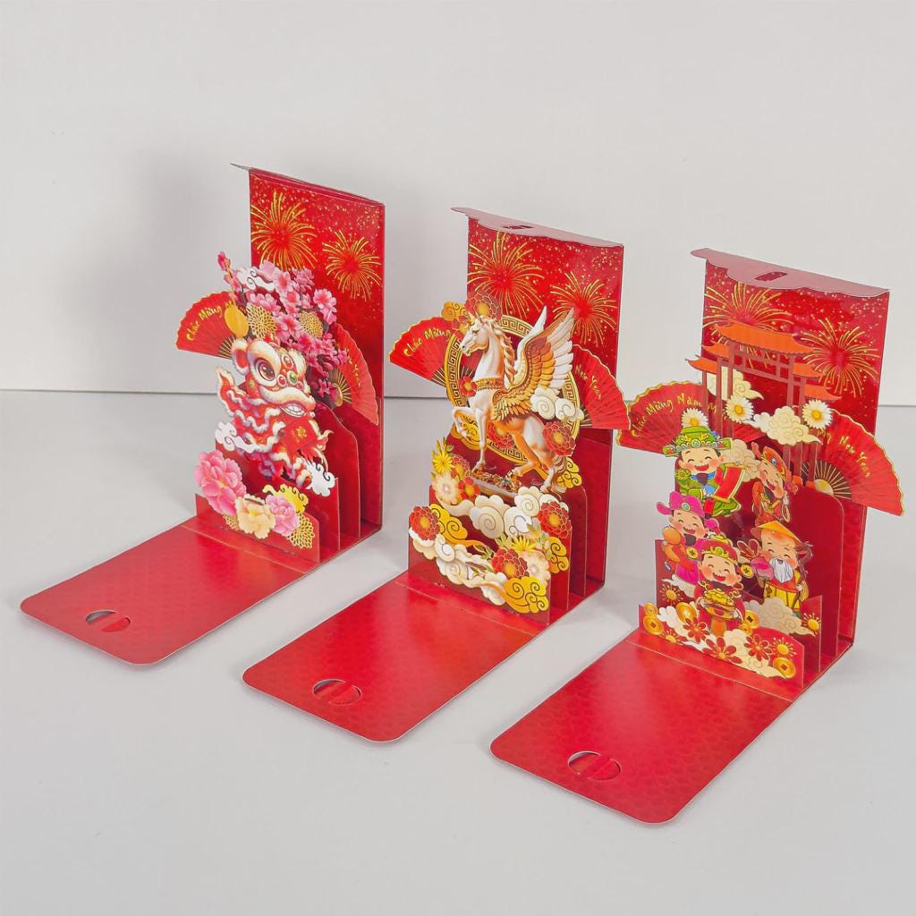 Vietnamese 3D Popup Red Envelopes Set 2026 | Set of 6 | Year of