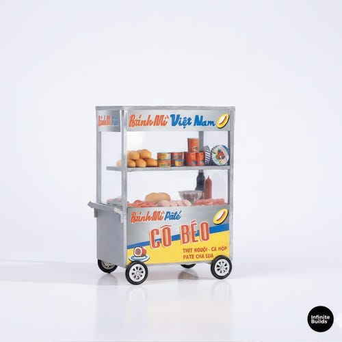 Modern Banh Mi Cart DIY Kit: 3D Wooden Puzzle, Vietnam Souvenir | HR13