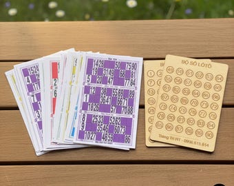 Mini Vietnamesisch Bingo Spiel Set | Lô Tô Việt Nam Miniatur 1:12 | Puppenhaus Spiel Zubehör | Handgemachtes Kulturelles Sammlerstück aus Vietnam
