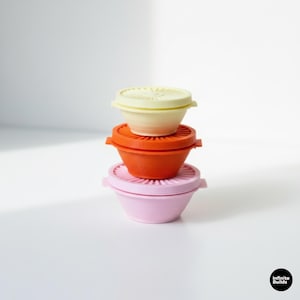 Miniature Tupperware Vintage Bowls | Set of 6 | 1:6 Scale | Dollhouse Kitchenware | Miniature Kitchen Bowls