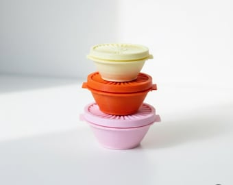 Miniature Tupperware Vintage Bowls | Set of 6 | 1:6 Scale | Dollhouse Kitchenware | Miniature Kitchen Bowls