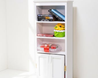 Miniature Classic Tall Bookshelf Set - 1:12 Scale Dollhouse Furniture