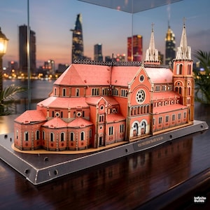 Saigon Notre Dame Cathedral Miniature Kit | Vietnamese Church Paper Model | DIY Craft Diorama | Desk Decor | Cultural Gift | Collectible