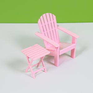 Adirondack Outdoor Chair and Table | Miniature | Dollhouse | 1:12 Scale | Pastel Pop Colors | Desktop Decor