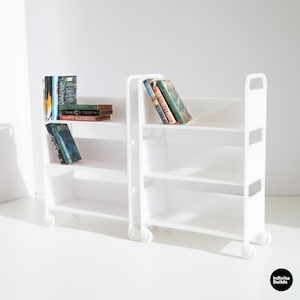 Miniatyrbiblioteksvagn - Dockhusbokhylla med 3 hyllor - Skala 1:12 (Set om 2)