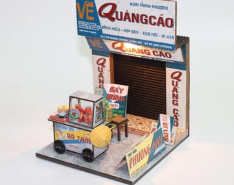 Combo Banh Mi Cart DIY Kit + Print Shop | 3D Holzpuzzle | Reise-Souvenir | Vietnam Sammler Set | AD02