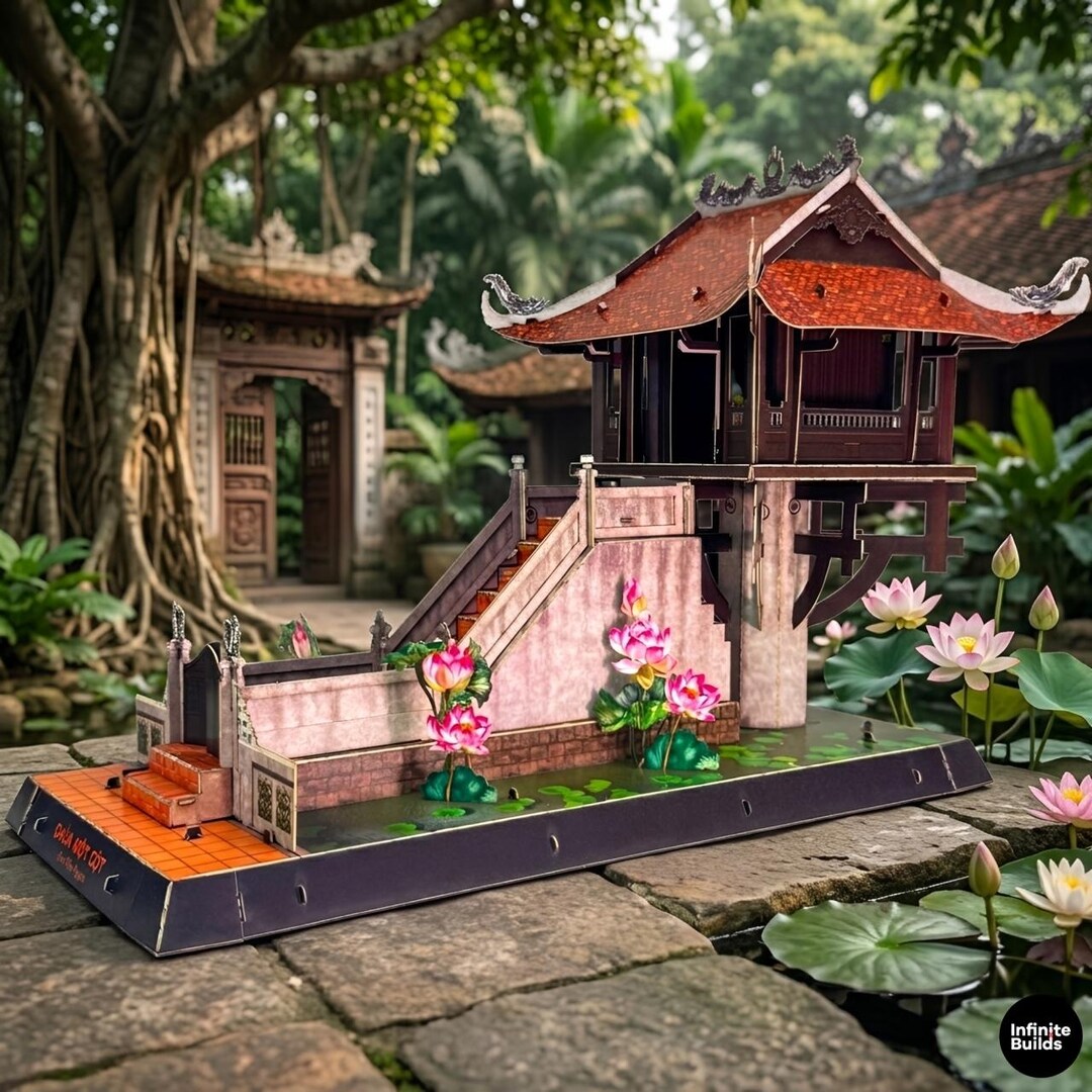 One Pillar Pagoda Miniature Kit | Paper Model Vietnamese Temple Diorama ...