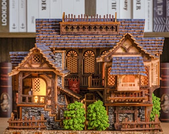Heartbucks Dorf DIY Bücherecke: Miniatur Holzhaus Diorama mit LED