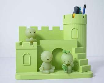 Smiski Castle Shelf with Pencil Holder | 3D Printed Desk Organizer | Cute Desktop Decor | Gift for Smiski Collectors